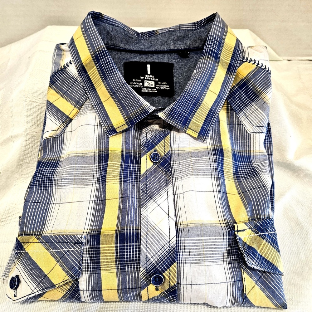 Jeans by Buffalo Men's XXL Western Plaid Short Sleeve Button-Up Shirt